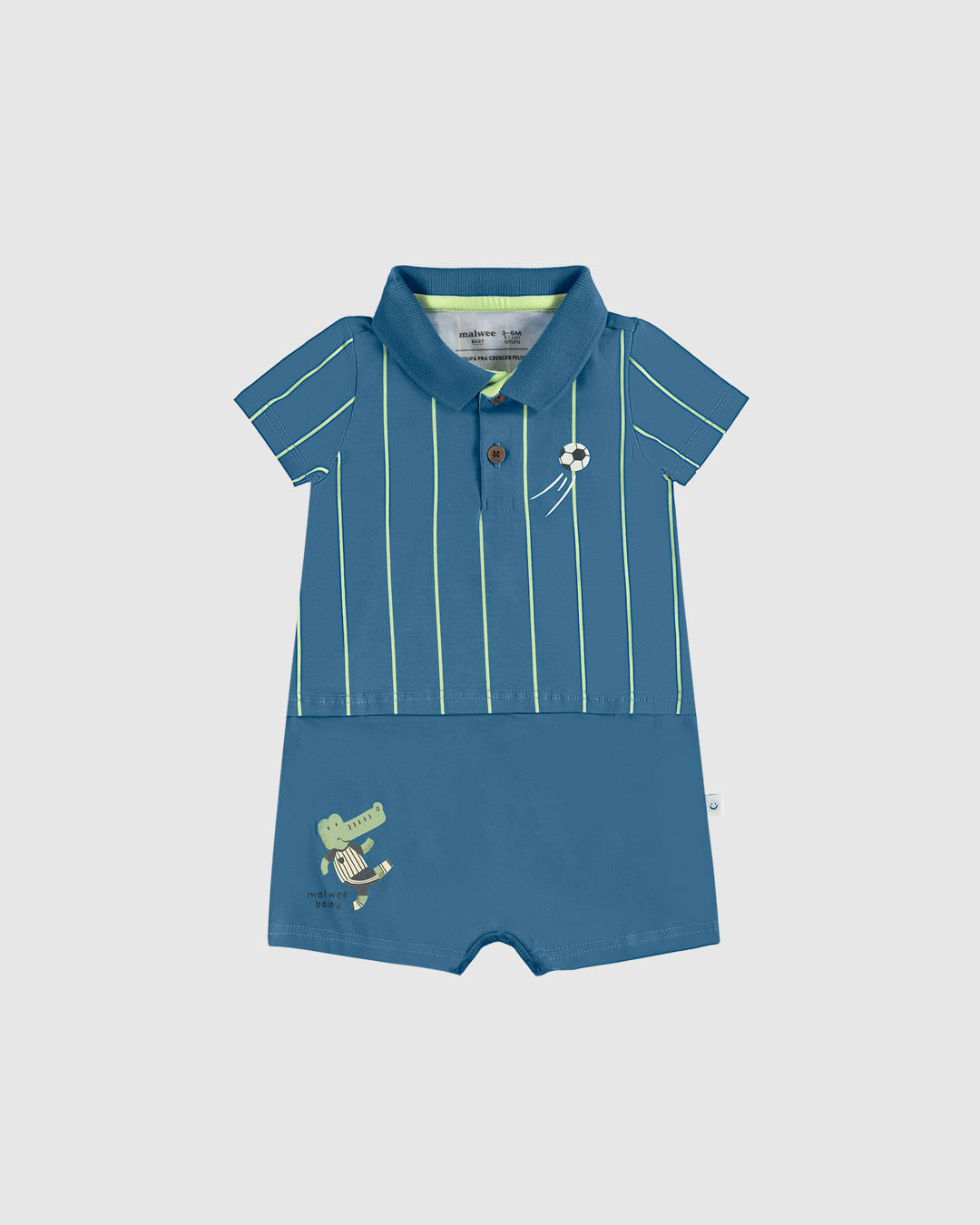 Macaquinho Polo Bebê Menino Listrado Em Algodão Malwee Kids - Imagem 8