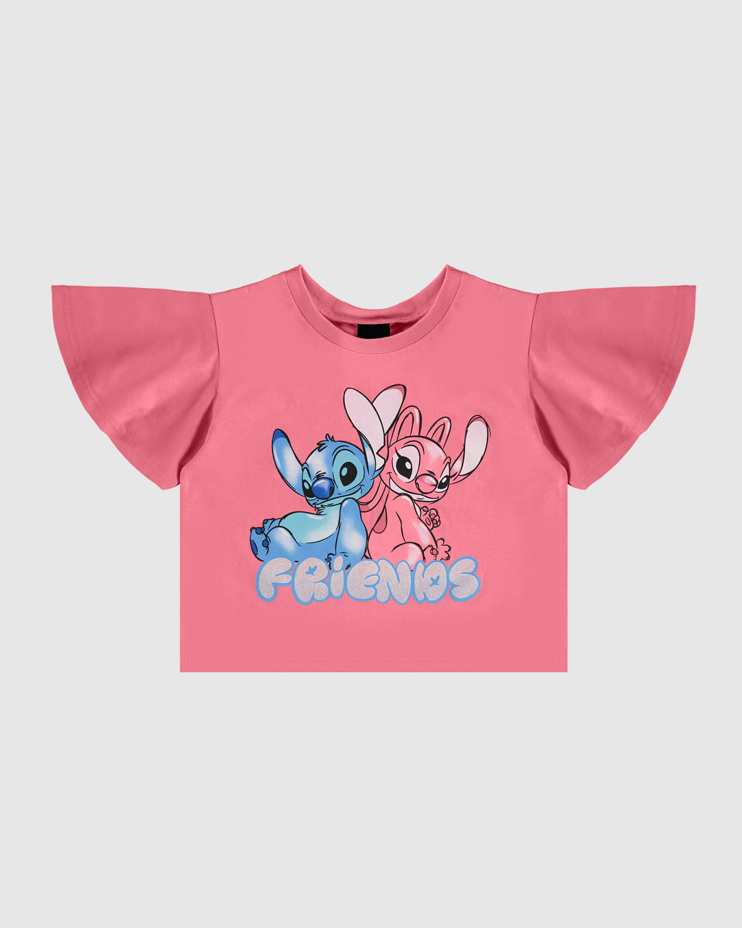 Blusa Infantil Menina Box Manga Godê Friends Stitch Disney Em Algodão Malwee Kids - Imagem 2