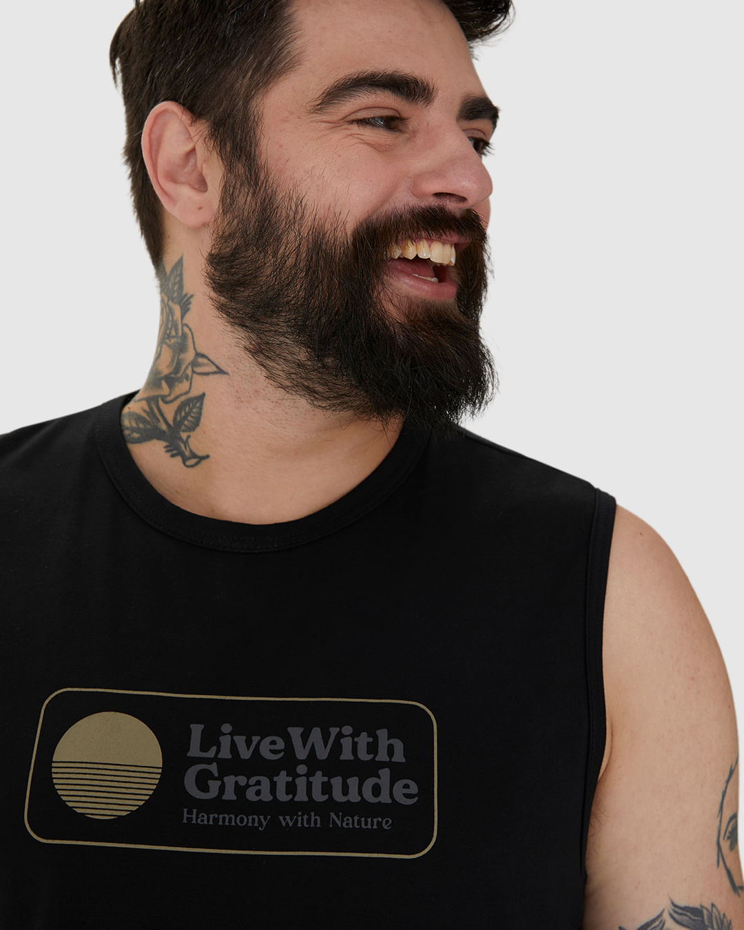 Regata Masculina Plus Size Live With Gratitude Em Algodão - Imagem 19