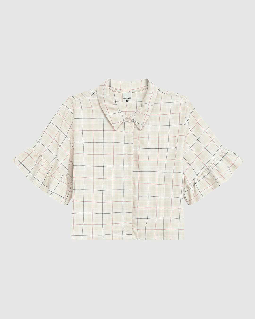 Camisa Cropped Feminina Manga Com Babado Em Viscose - Imagem 5