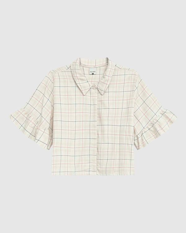 Camisa Cropped Feminina Manga Com Babado Em Viscose Marrom - G