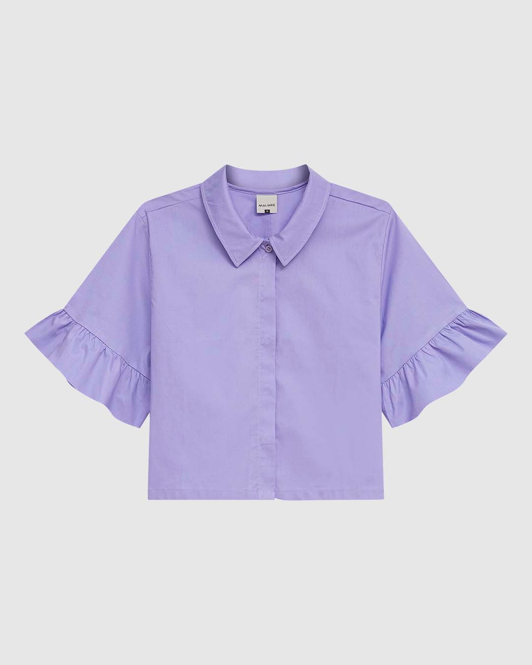 Camisa Cropped Feminina Manga Com Babado Em Tricoline - Imagem 2