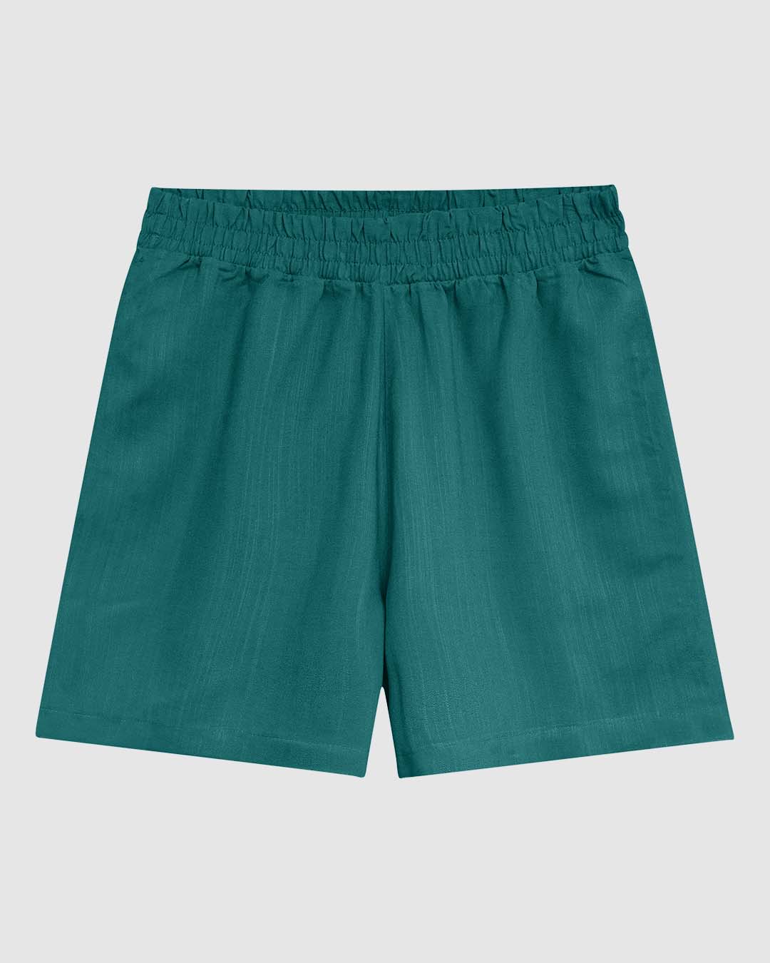 Shorts Feminino Cintura Alta Cós Elástico Em Viscolinho - Imagem 3