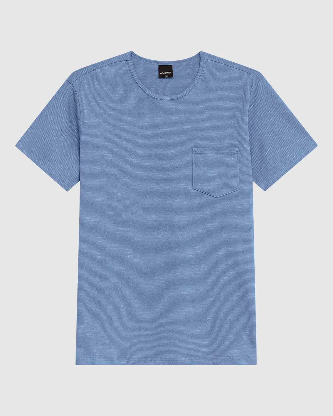 Camiseta Masculina Slim Bolso Frontal Em Malha Fio A Fio