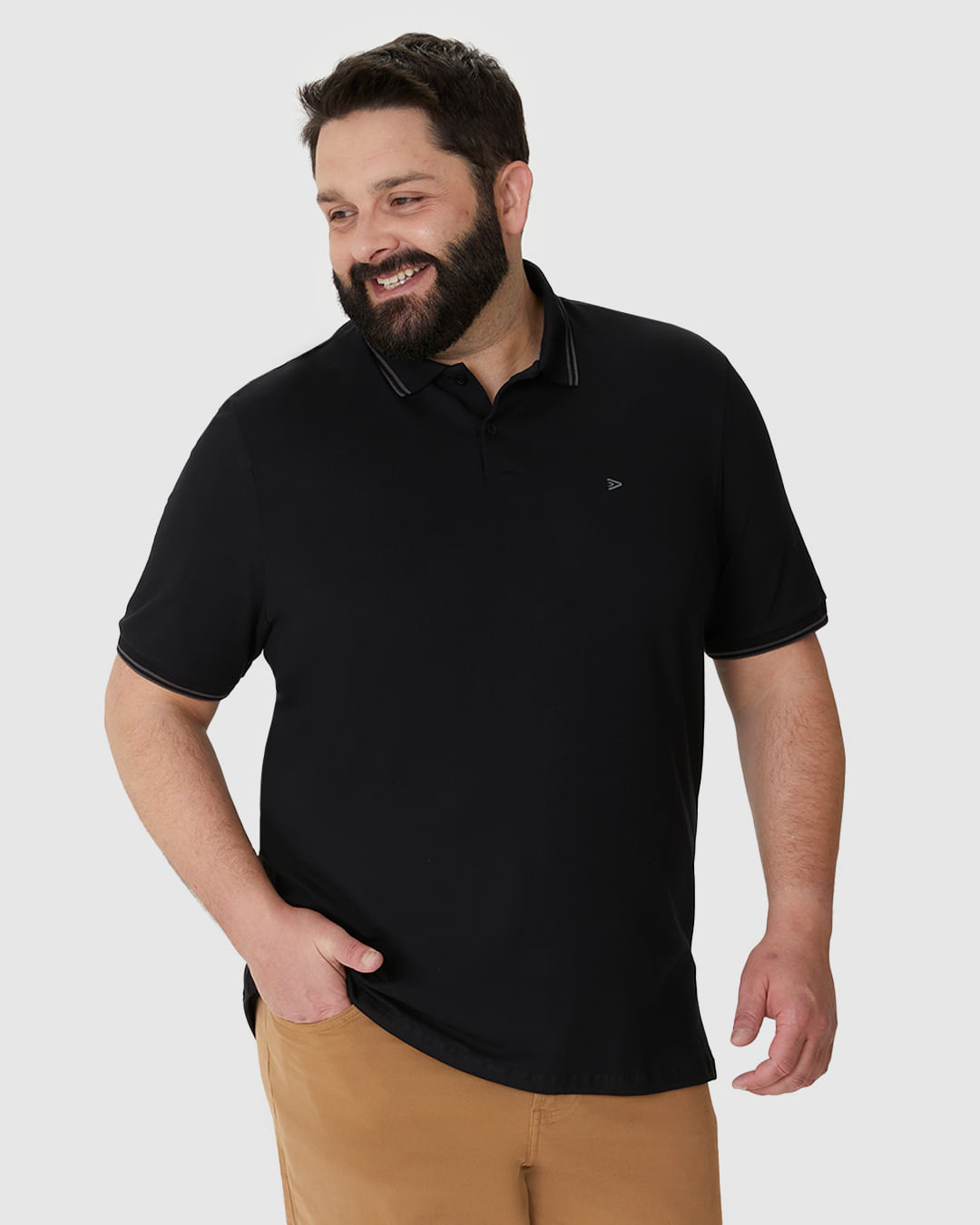 Camisa Polo Masculina Plus Size Peitilho Frontal Em Piquet Stretch - Imagem 16