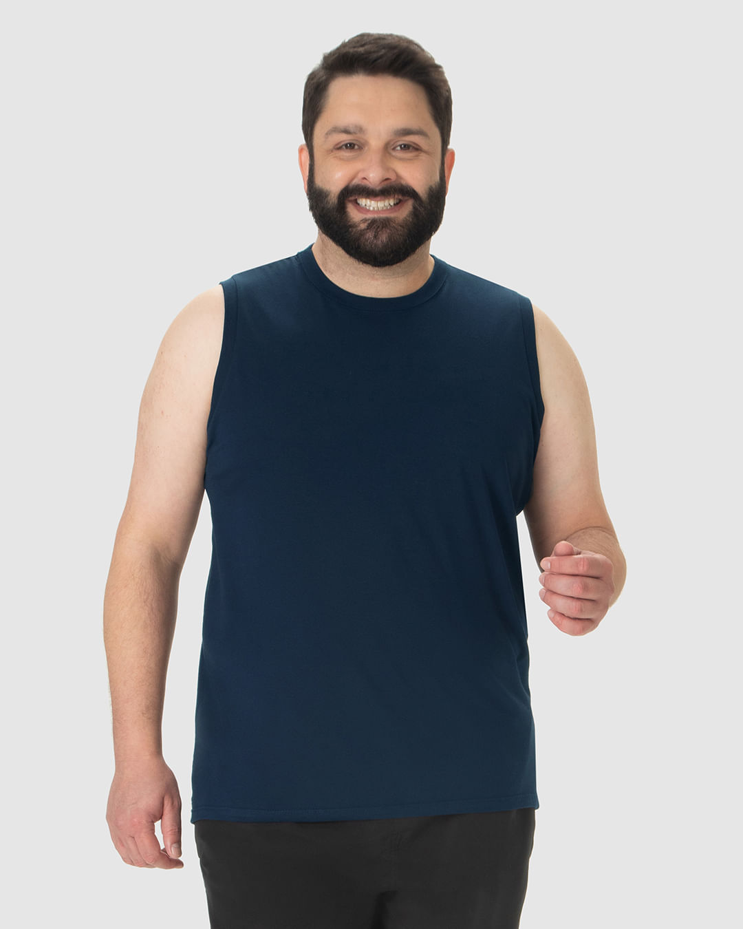 Regata Básica Masculina Plus Size Cava Ajustada Em Algodão - Imagem 21