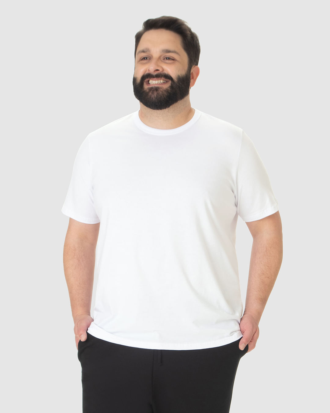 Camiseta Básica Masculina Plus Size Decote Redondo Em Algodão - Imagem 6