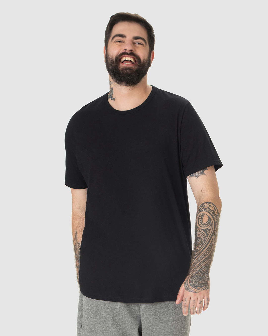 Camiseta Básica Masculina Plus Size Decote Redondo Em Algodão