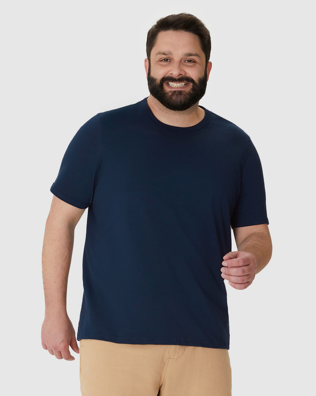 Camiseta Básica Masculina Plus Size Decote Redondo Em Algodão - Imagem 16