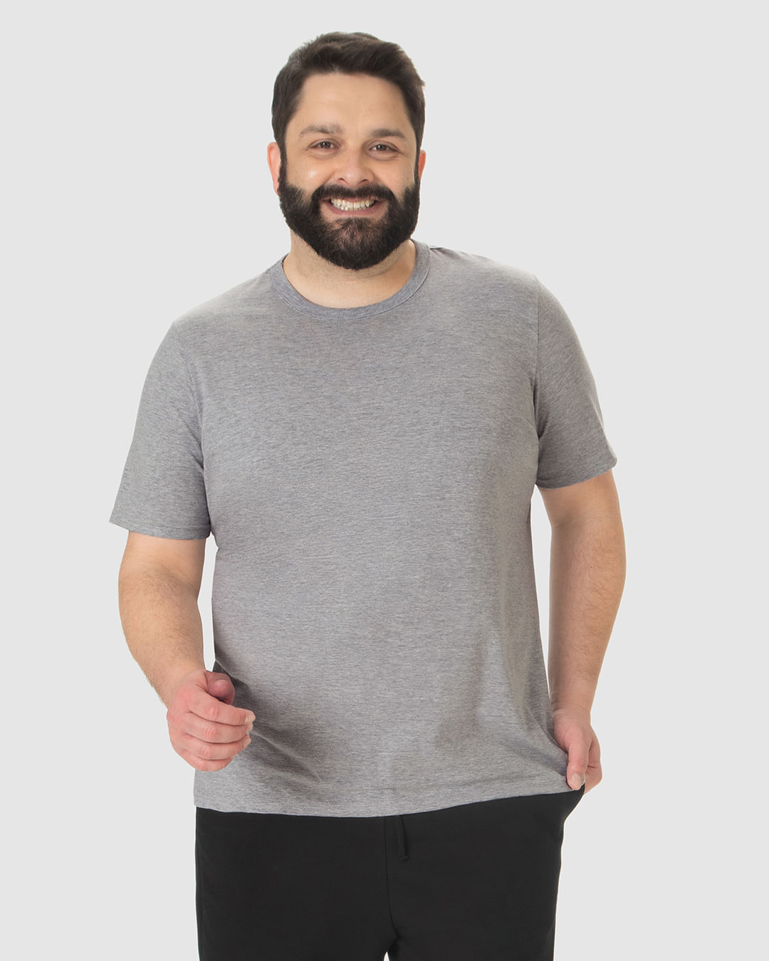 Camiseta Básica Masculina Plus Size Decote Redondo Em Algodão - Imagem 11