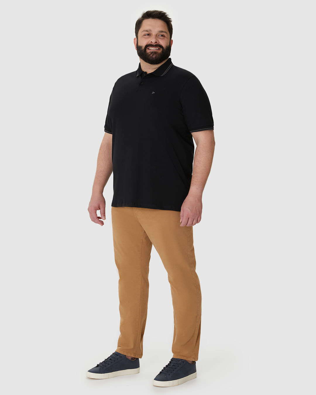 Camisa Polo Masculina Plus Size Peitilho Frontal Em Piquet Stretch - Imagem 2