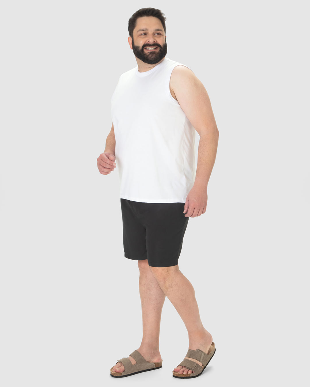 Regata Básica Masculina Plus Size Cava Ajustada Em Algodão - Imagem 17