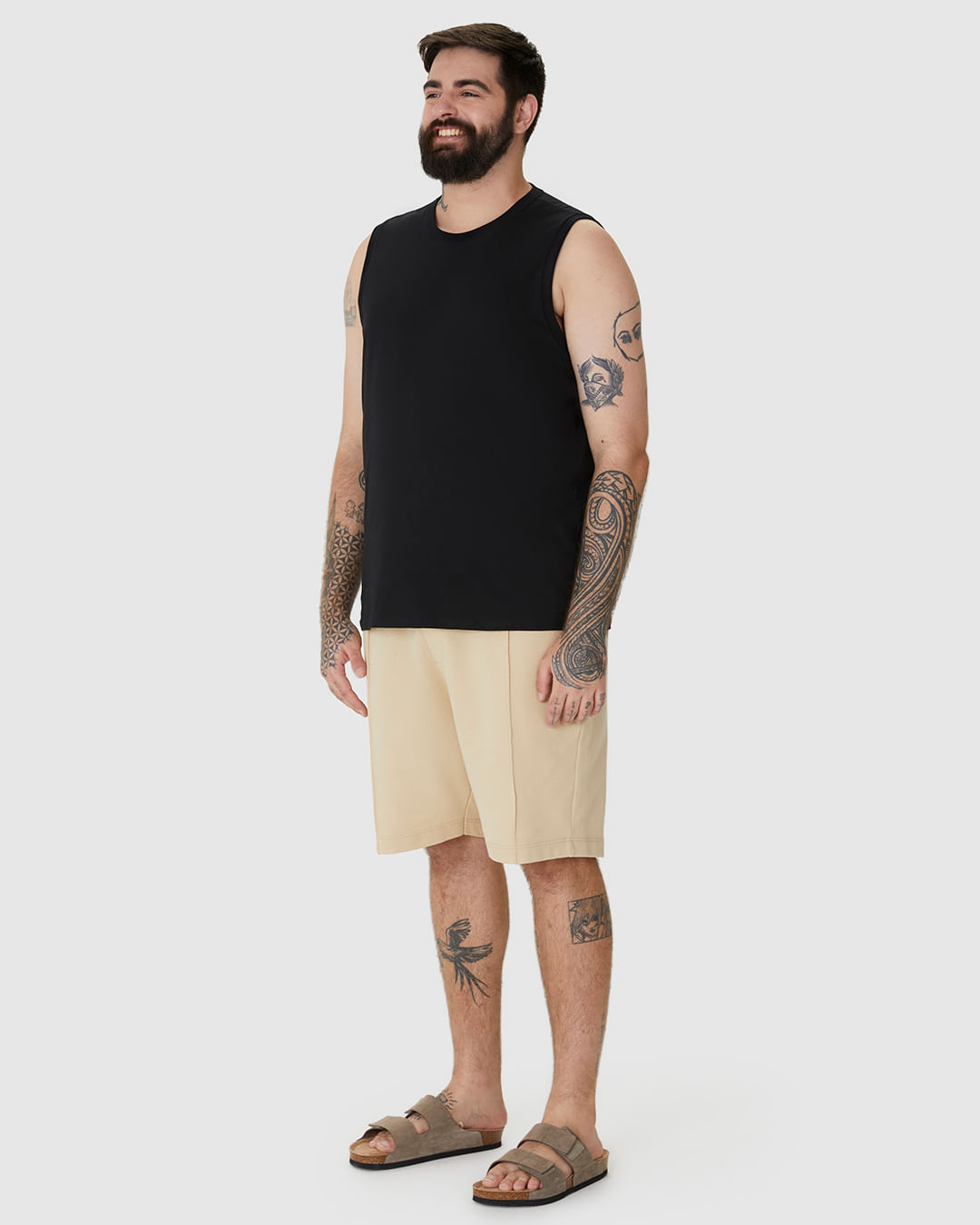 Regata Básica Masculina Plus Size Cava Ajustada Em Algodão - Imagem 17