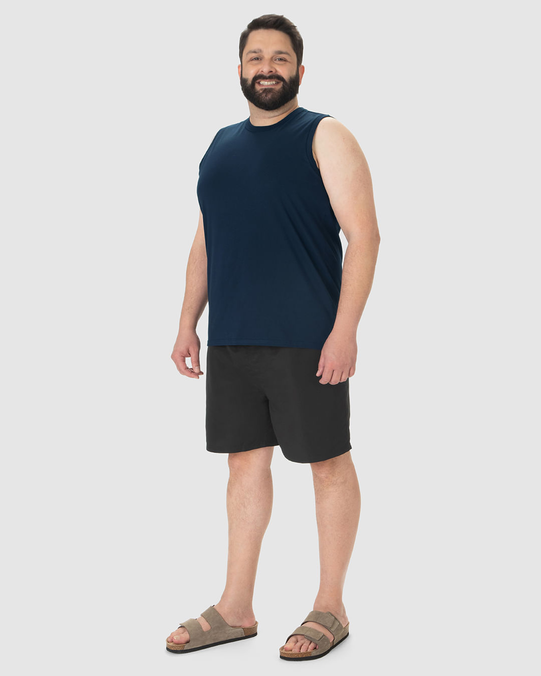 Regata Básica Masculina Plus Size Cava Ajustada Em Algodão - Imagem 17