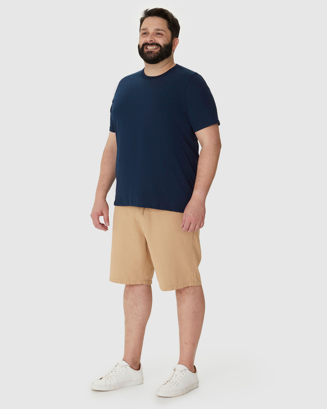 Camiseta Básica Masculina Plus Size Decote Redondo Em Algodão - Imagem 7