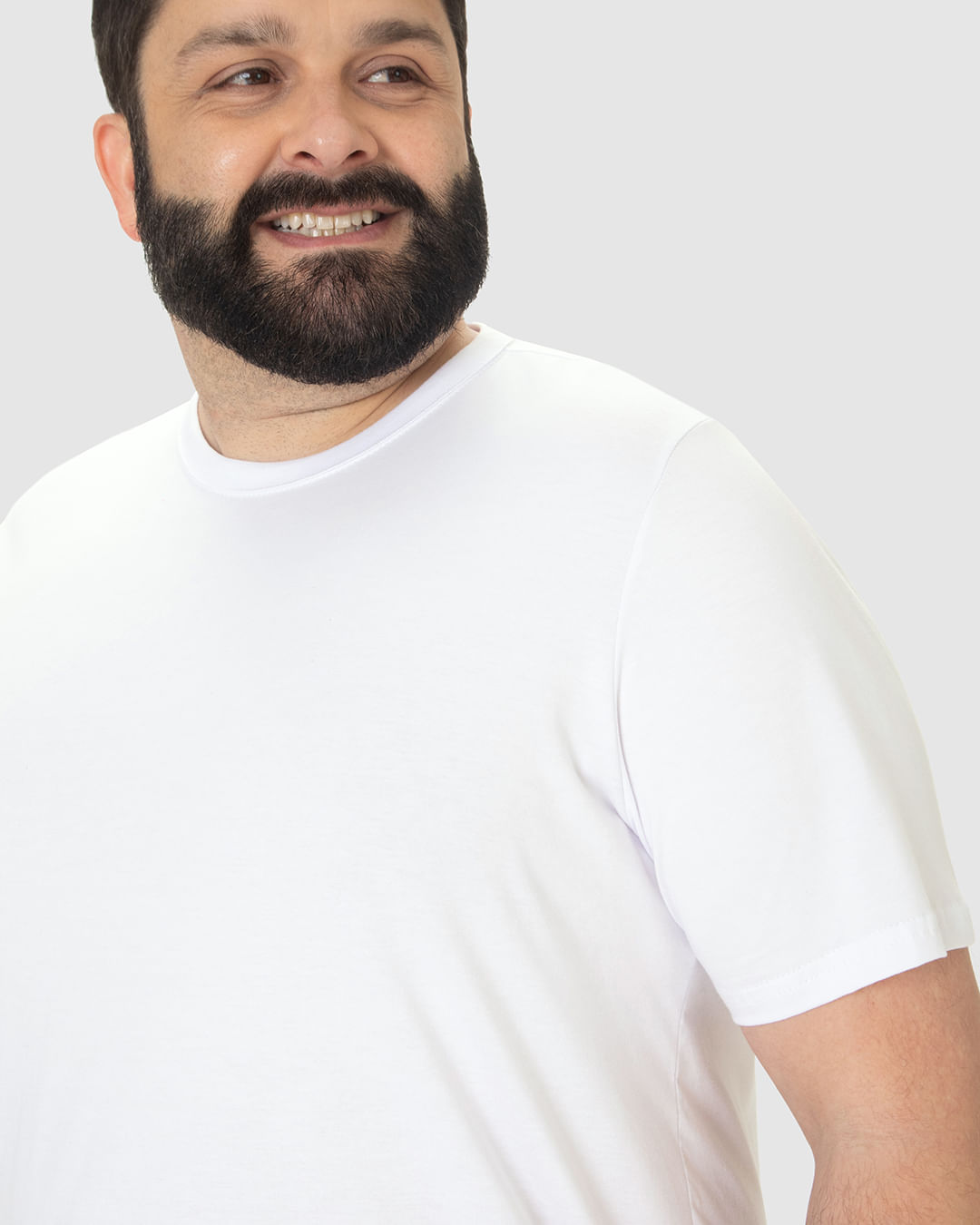 Camiseta Básica Masculina Plus Size Decote Redondo Em Algodão - Imagem 8