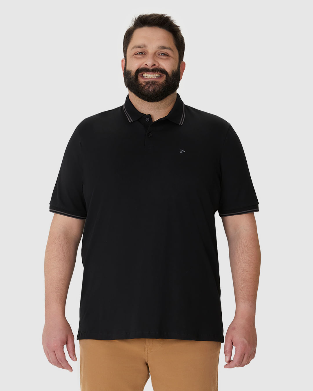 Camisa Polo Masculina Plus Size Peitilho Frontal Em Piquet Stretch - Imagem 19