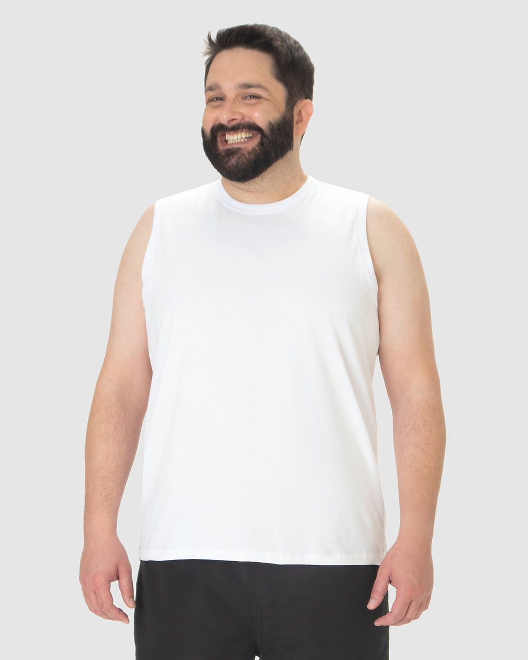 Regata Básica Masculina Plus Size Cava Ajustada Em Algodão - Imagem 24