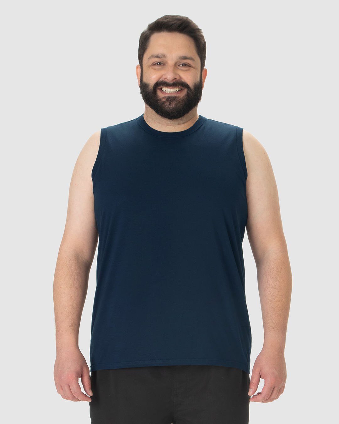 Regata Básica Masculina Plus Size Cava Ajustada Em Algodão - Imagem 19