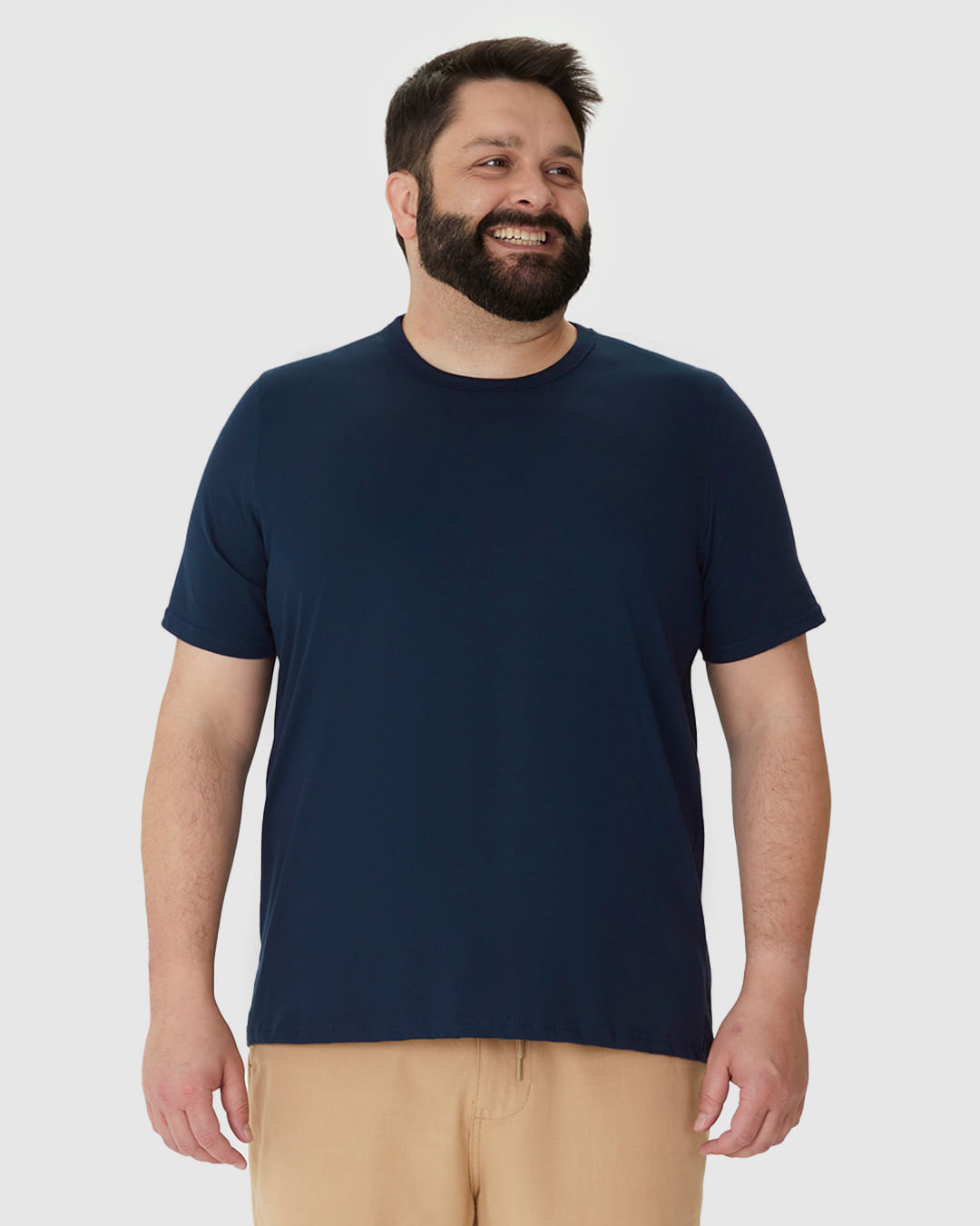 Camiseta Básica Masculina Plus Size Decote Redondo Em Algodão - Imagem 24