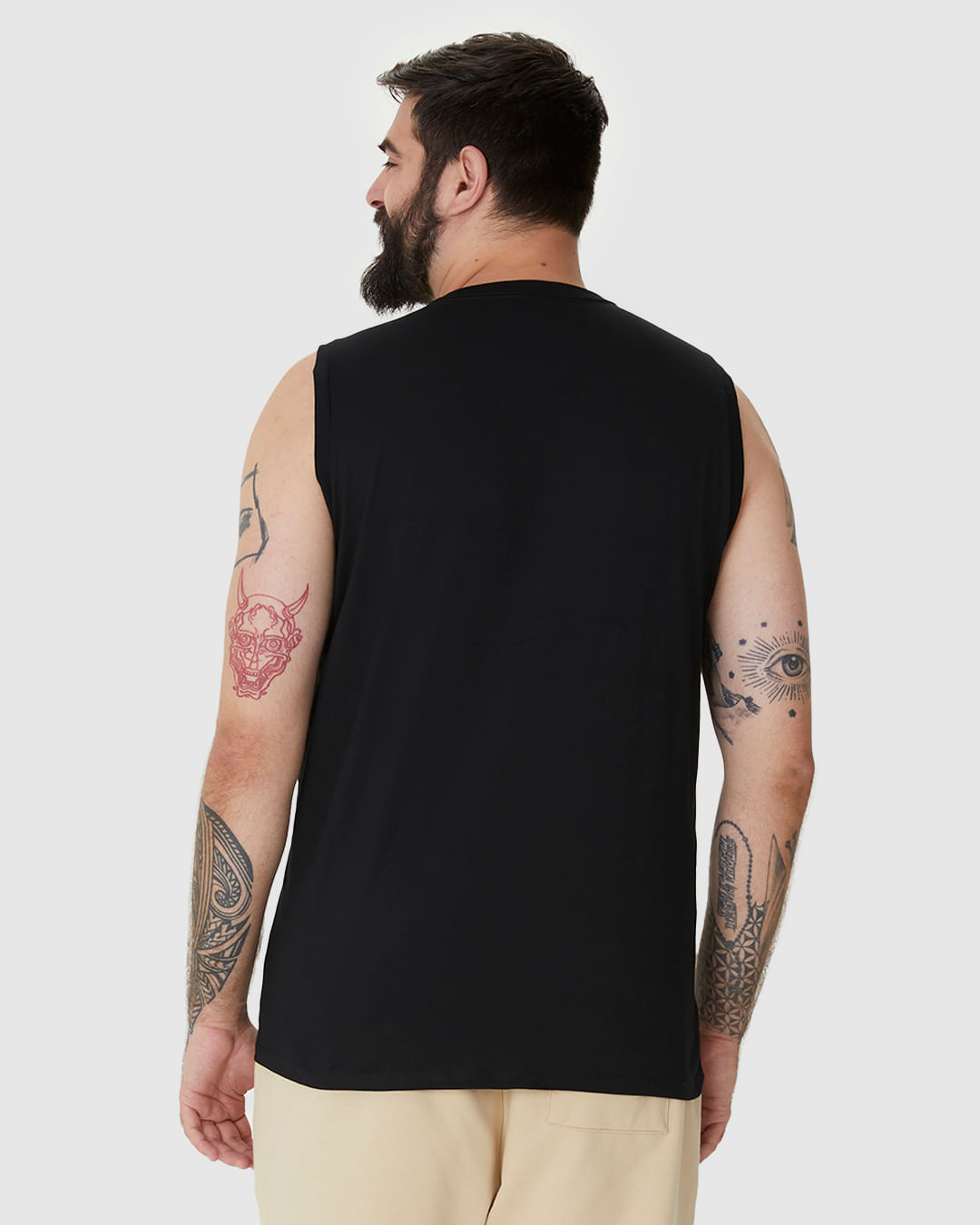 Regata Básica Masculina Plus Size Cava Ajustada Em Algodão - Imagem 5