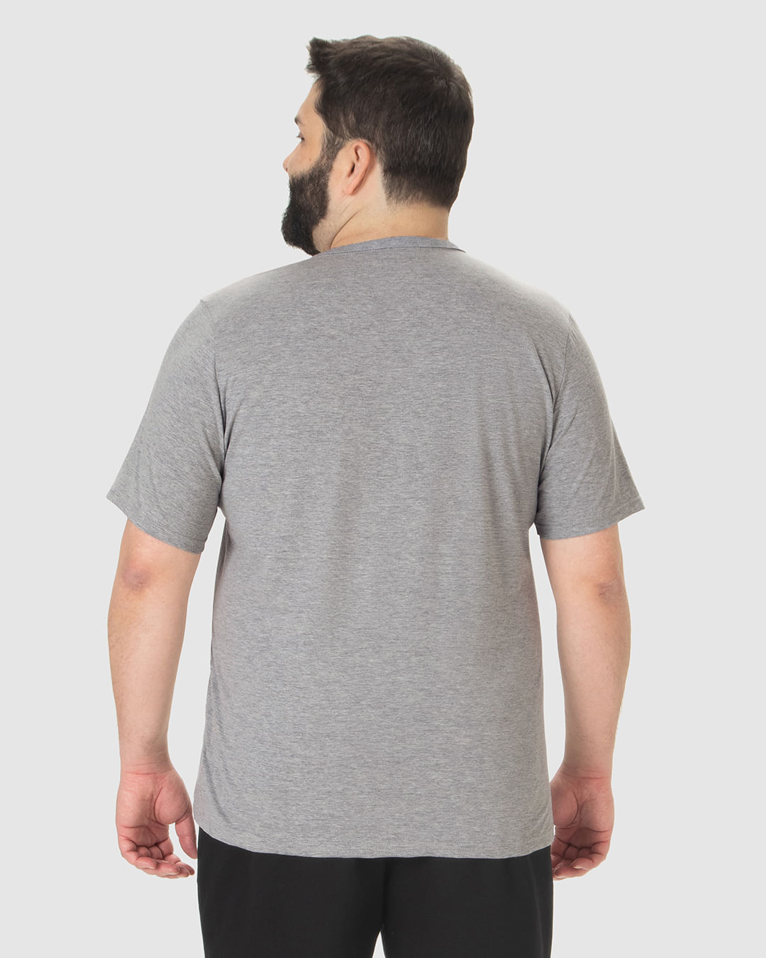Camiseta Básica Masculina Plus Size Decote Redondo Em Algodão - Imagem 5