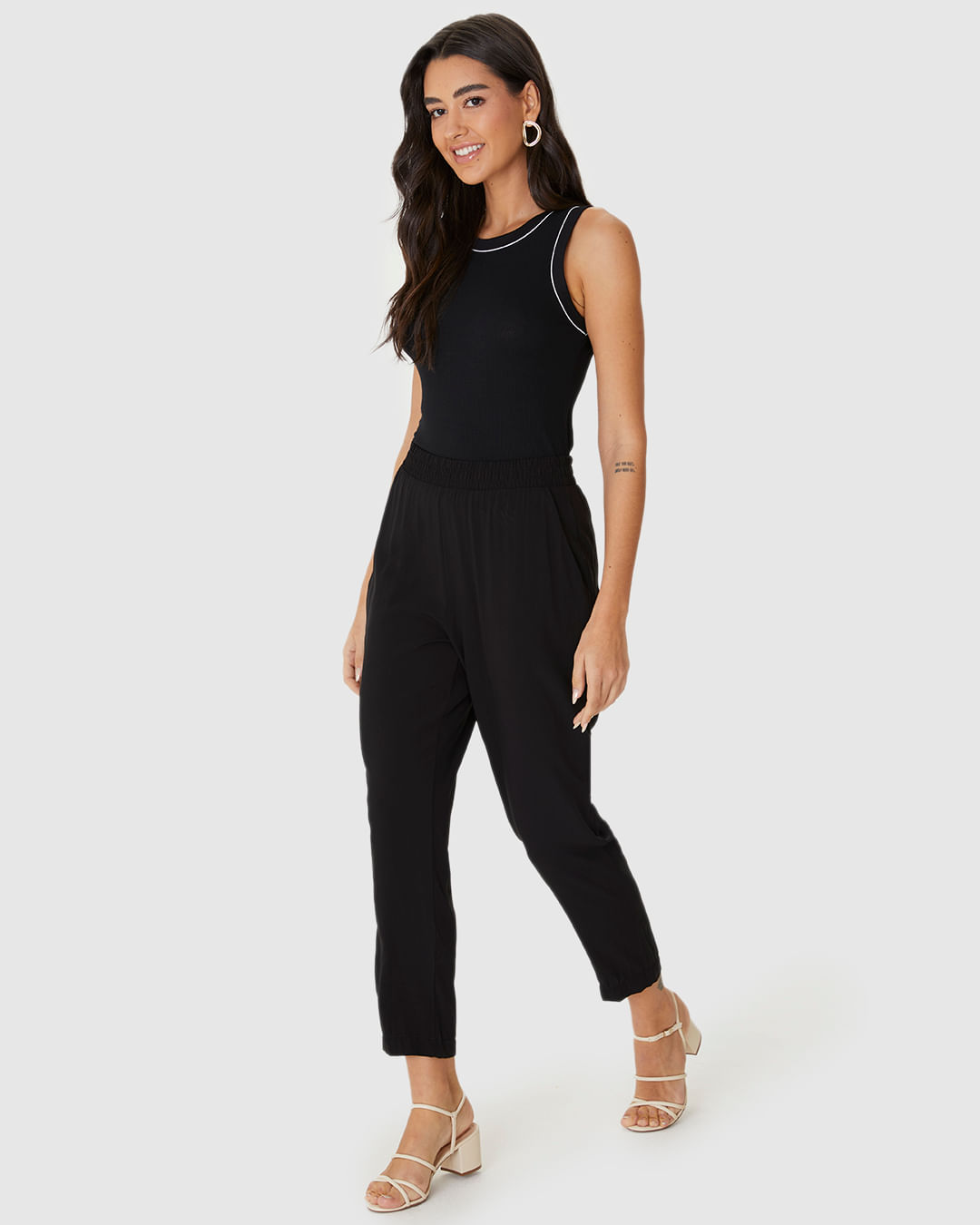 Calça Jogger Feminina Cintura Elástica Em Viscose