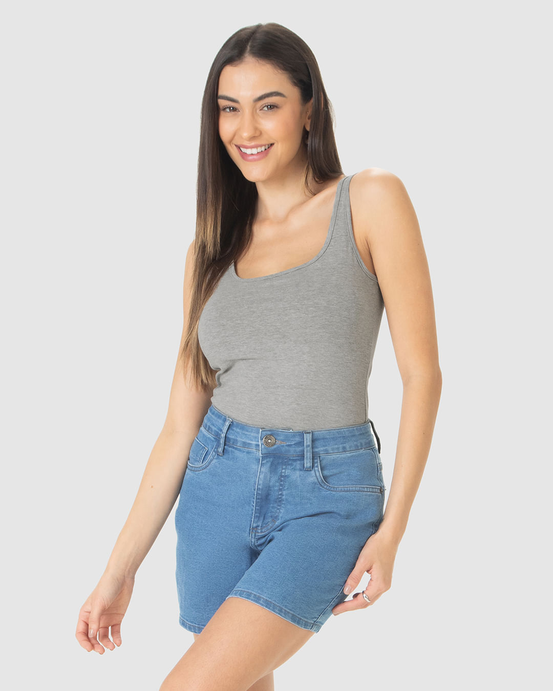 Regata Básica Feminina Alça Média Em Algodão - Imagem 26