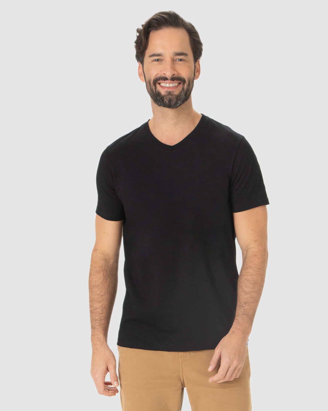 Camiseta Básica Masculina Gola V Em Algodão - Imagem 11