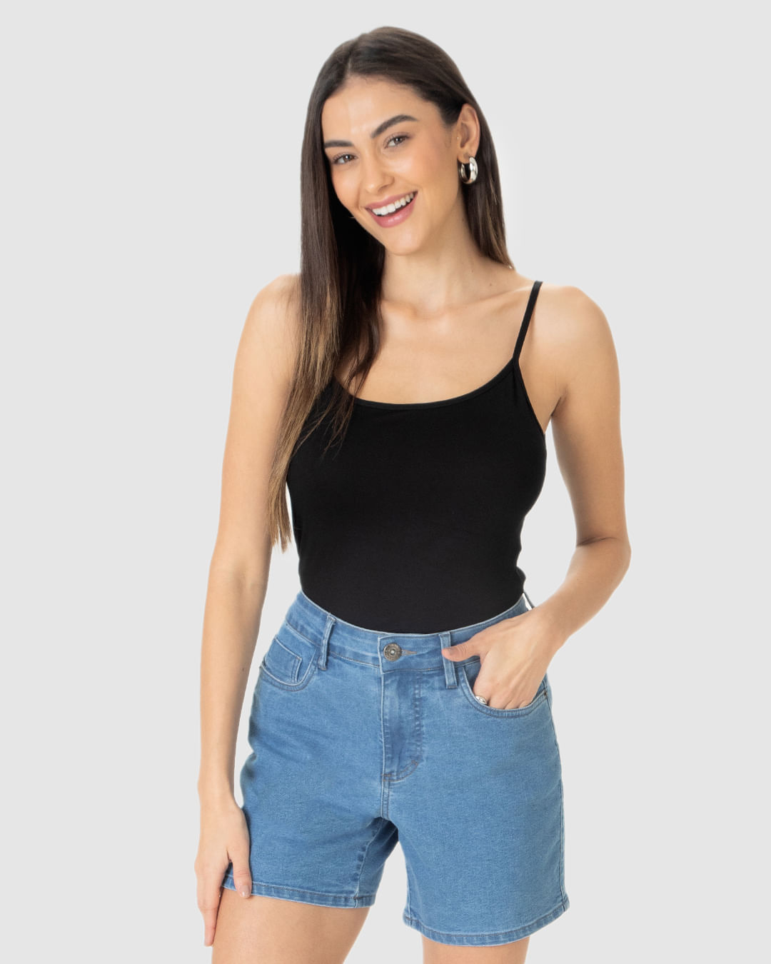 Regata Básica Feminina Decote Redondo Em Viscose Stretch - Imagem 11