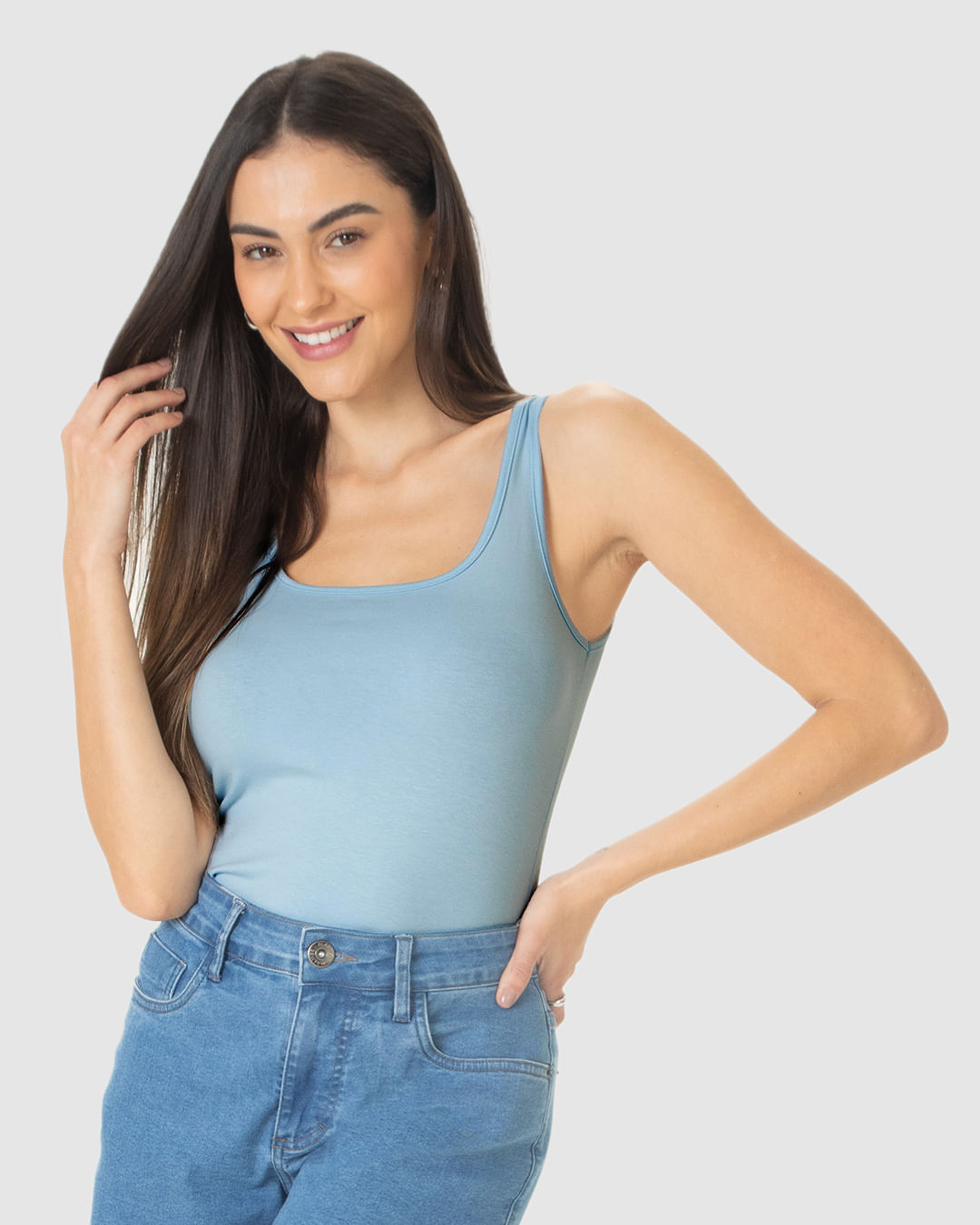 Regata Básica Feminina Alça Média Em Algodão - Imagem 11