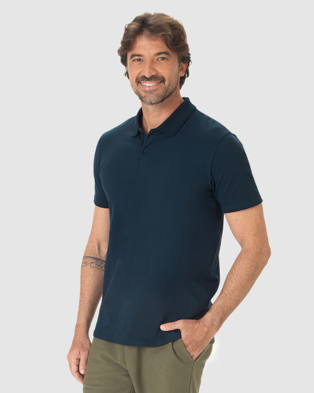 Camisa Polo Básica Masculina Gola Retilínea Em Piquet Stretch - Imagem 26