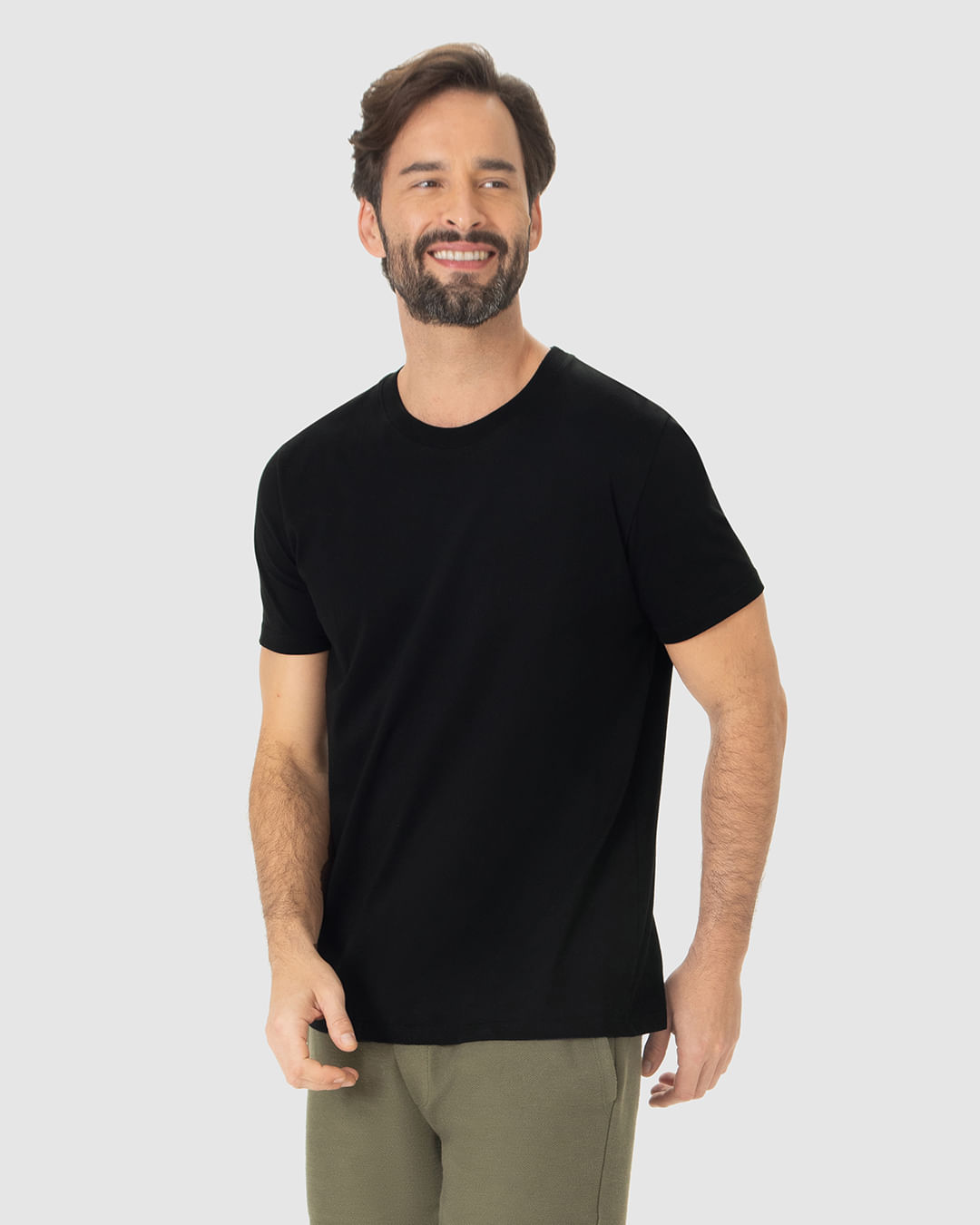 Camiseta Pima Masculina Com Acabamento No Decote Interno