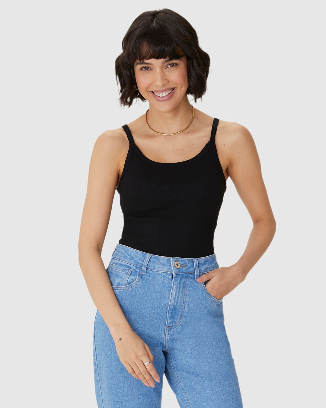 Regata Básica Feminina Alça Fina Em Ribana - Imagem 11