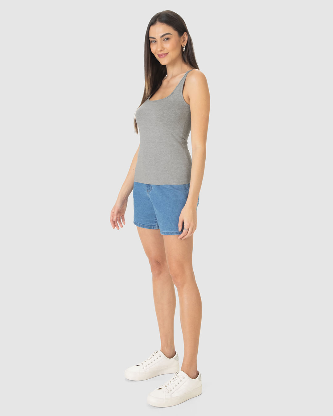 Regata Básica Feminina Alça Média Em Algodão - Imagem 22