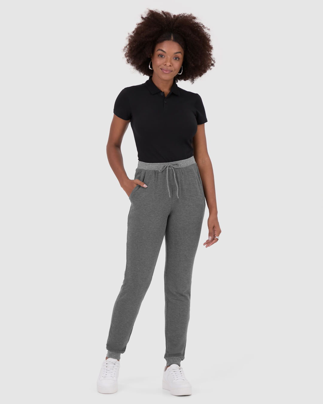 Calça Básica Feminina Jogger Em Moletinho De Viscose - Imagem 2