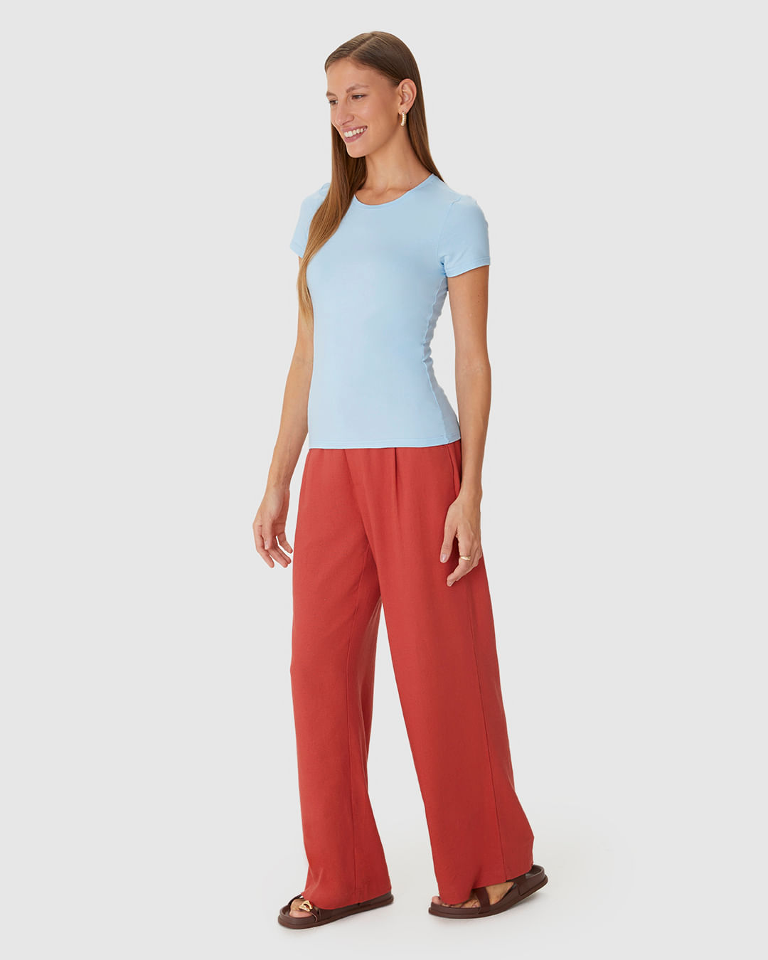 Blusa Básica Feminina Decote Redondo Em Algodão - Imagem 27