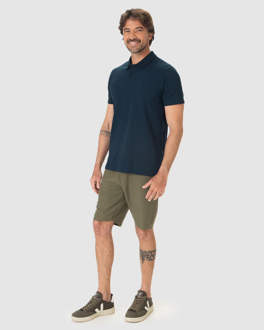 Camisa Polo Básica Masculina Gola Retilínea Em Piquet Stretch - Imagem 7