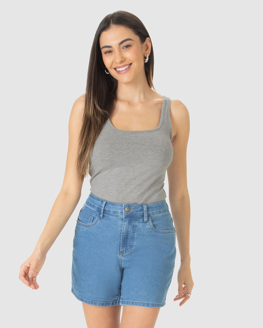 Regata Básica Feminina Alça Média Em Algodão - Imagem 14