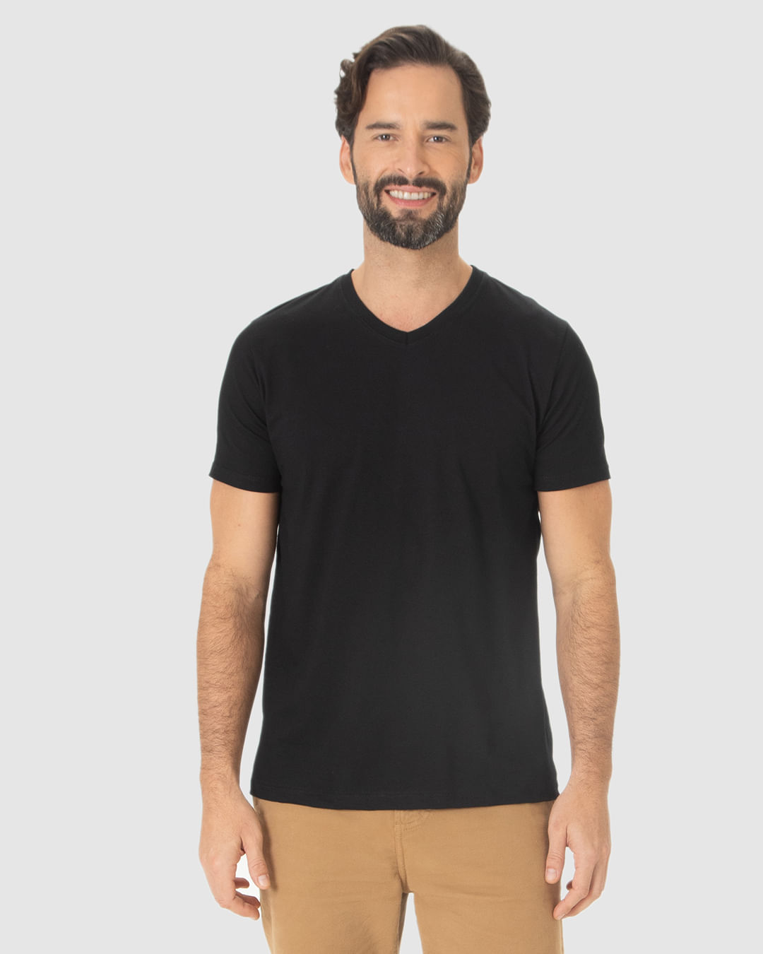 Camiseta Básica Masculina Gola V Em Algodão - Imagem 20