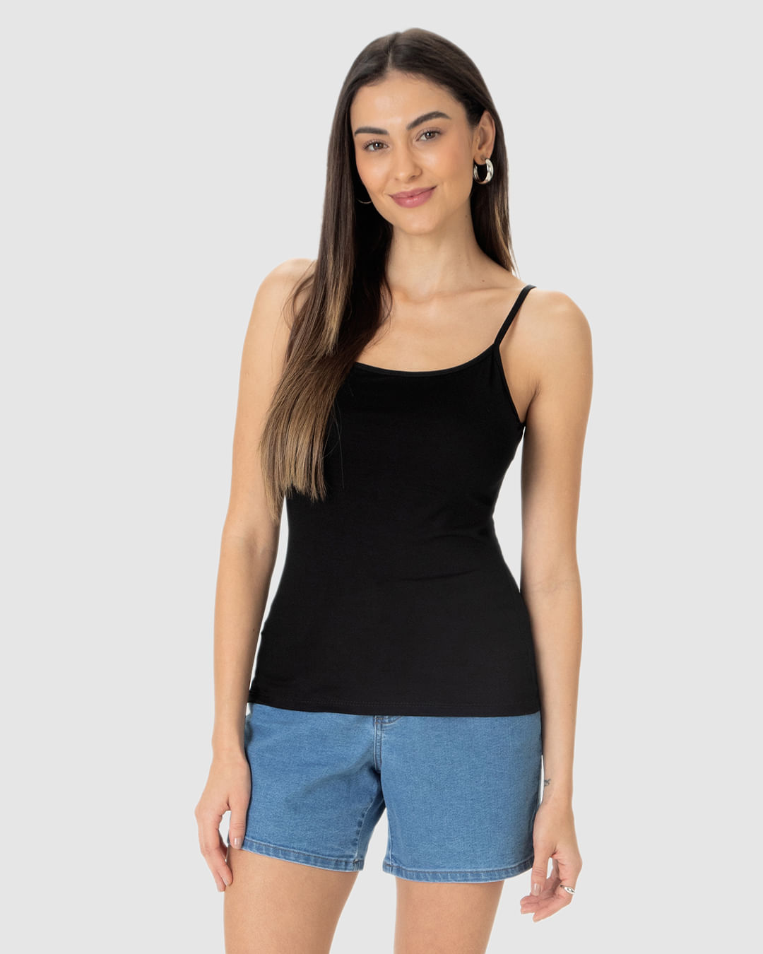 Regata Básica Feminina Decote Redondo Em Viscose Stretch - Imagem 24