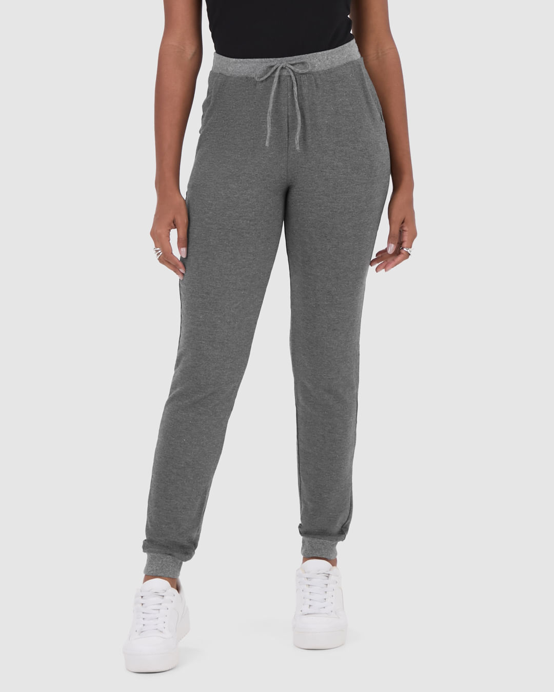 Calça Básica Feminina Jogger Em Moletinho De Viscose - Imagem 9