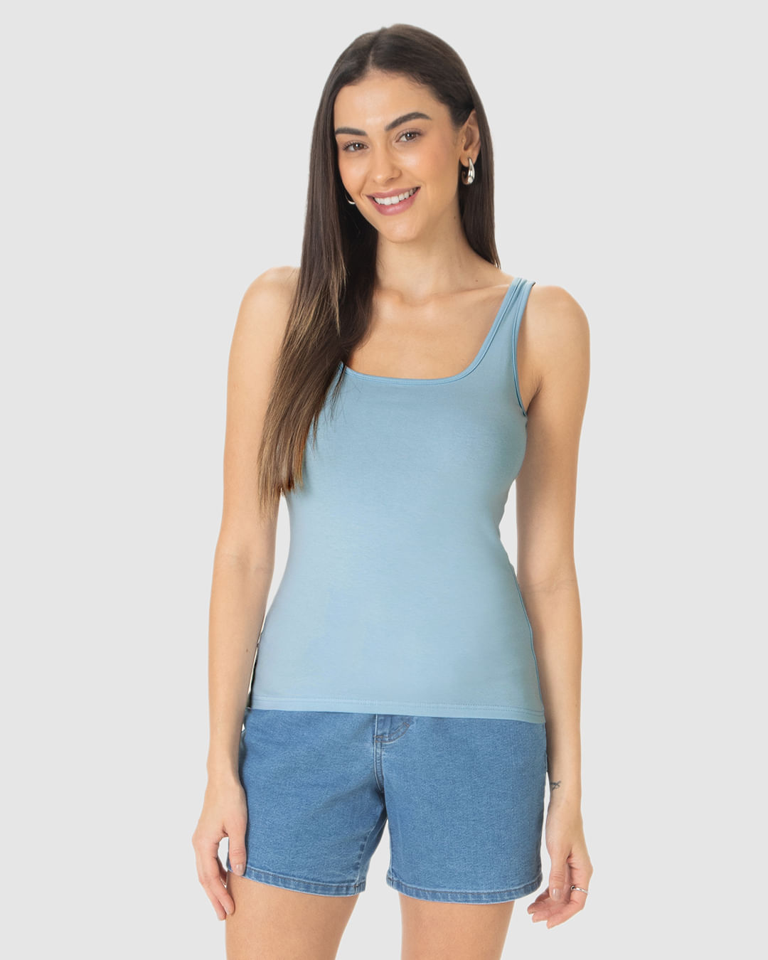 Regata Básica Feminina Alça Média Em Algodão - Imagem 24