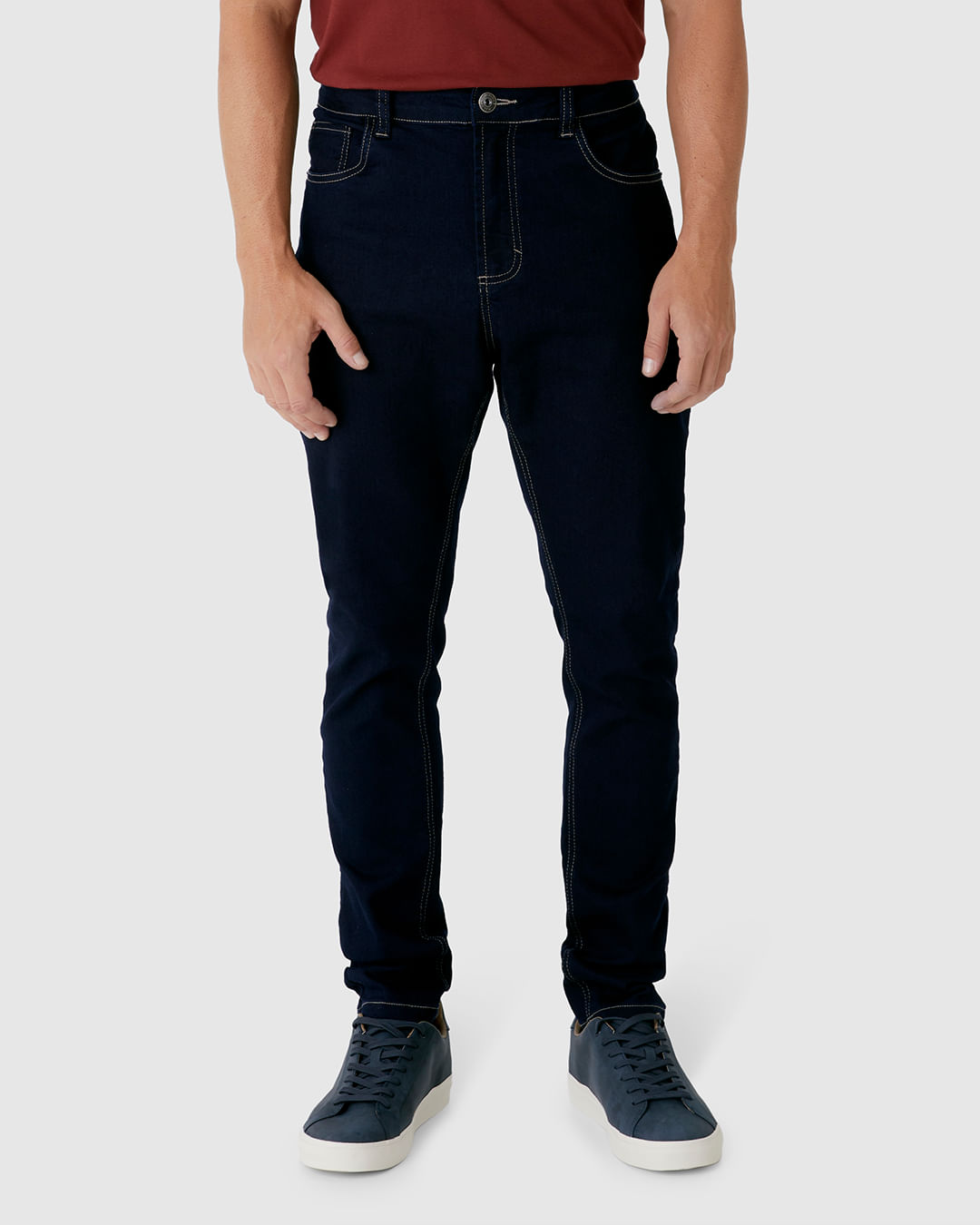 Calça Skinny Masculina Bolso Funcional Em Flex Jeans - Imagem 29