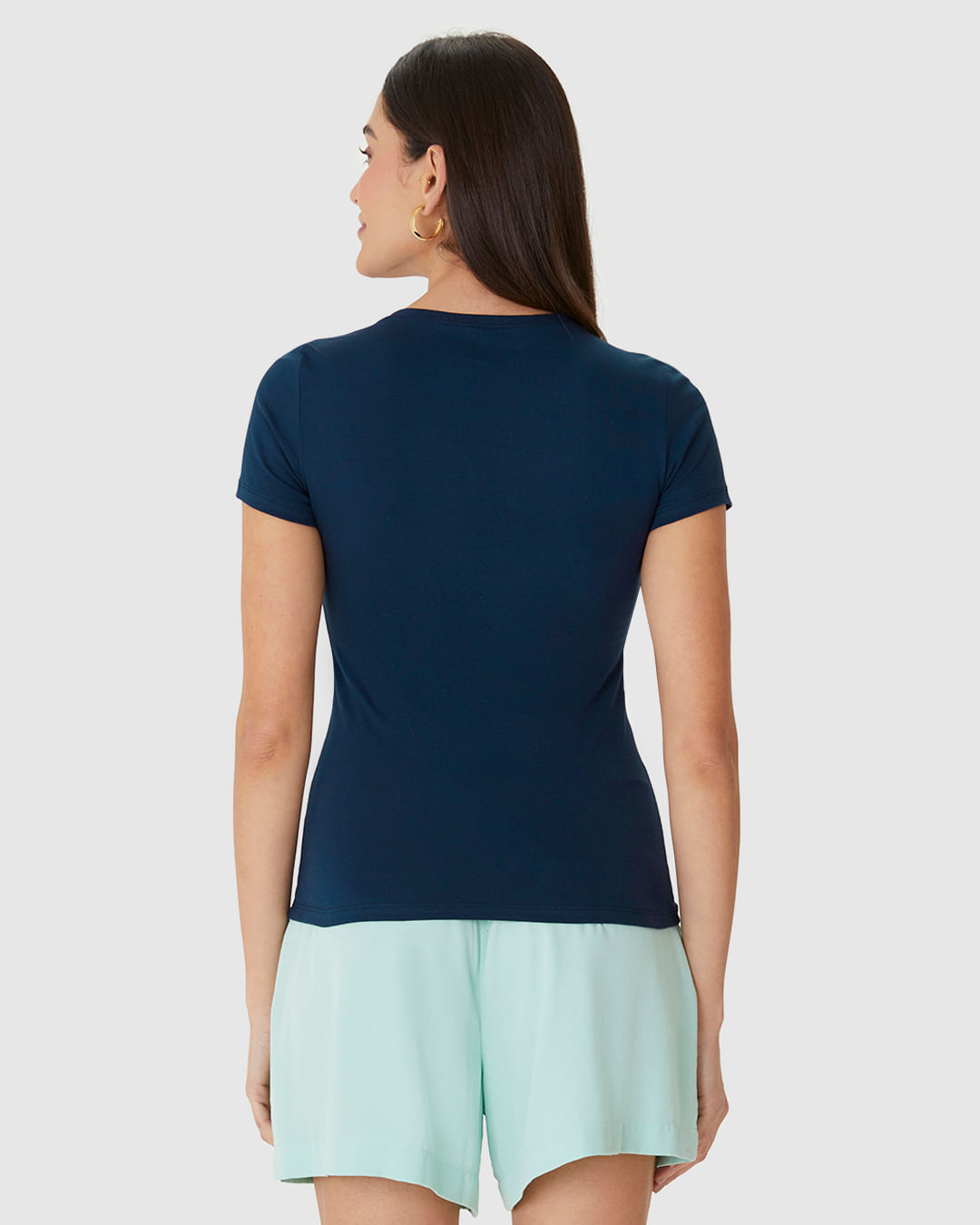 Blusa Básica Feminina Decote Redondo Em Algodão - Imagem 15