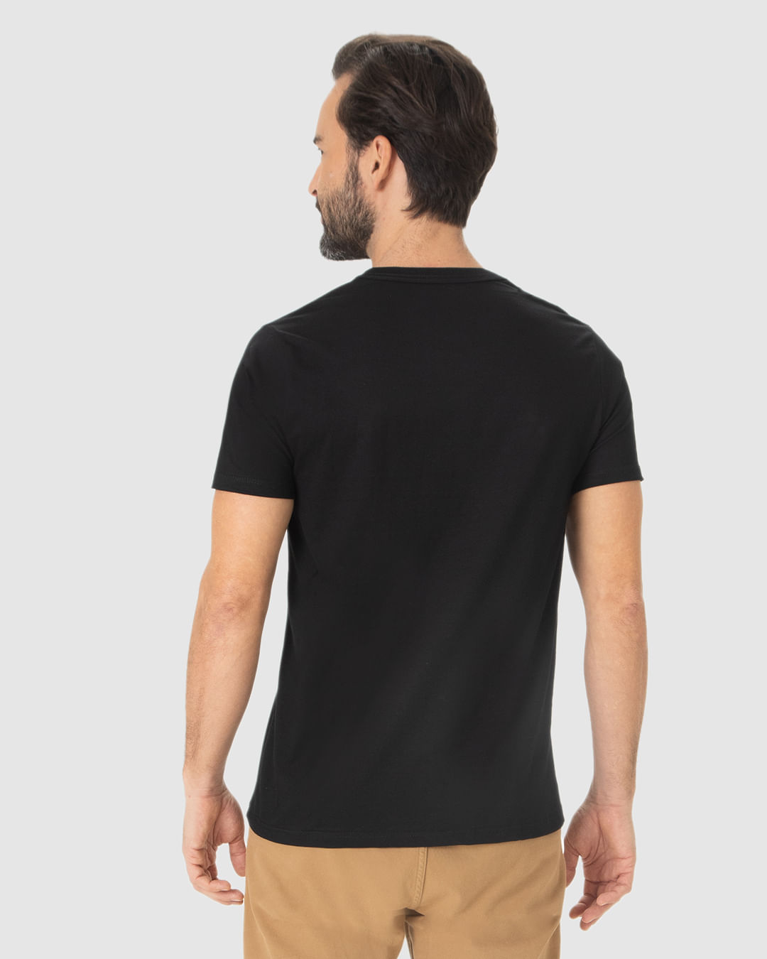 Camiseta Básica Masculina Gola V Em Algodão - Imagem 2