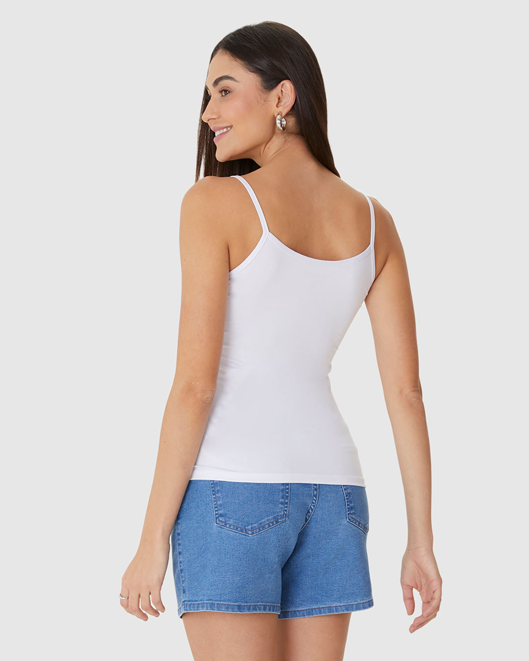 Regata Básica Feminina Decote Redondo Em Viscose Stretch - Imagem 25