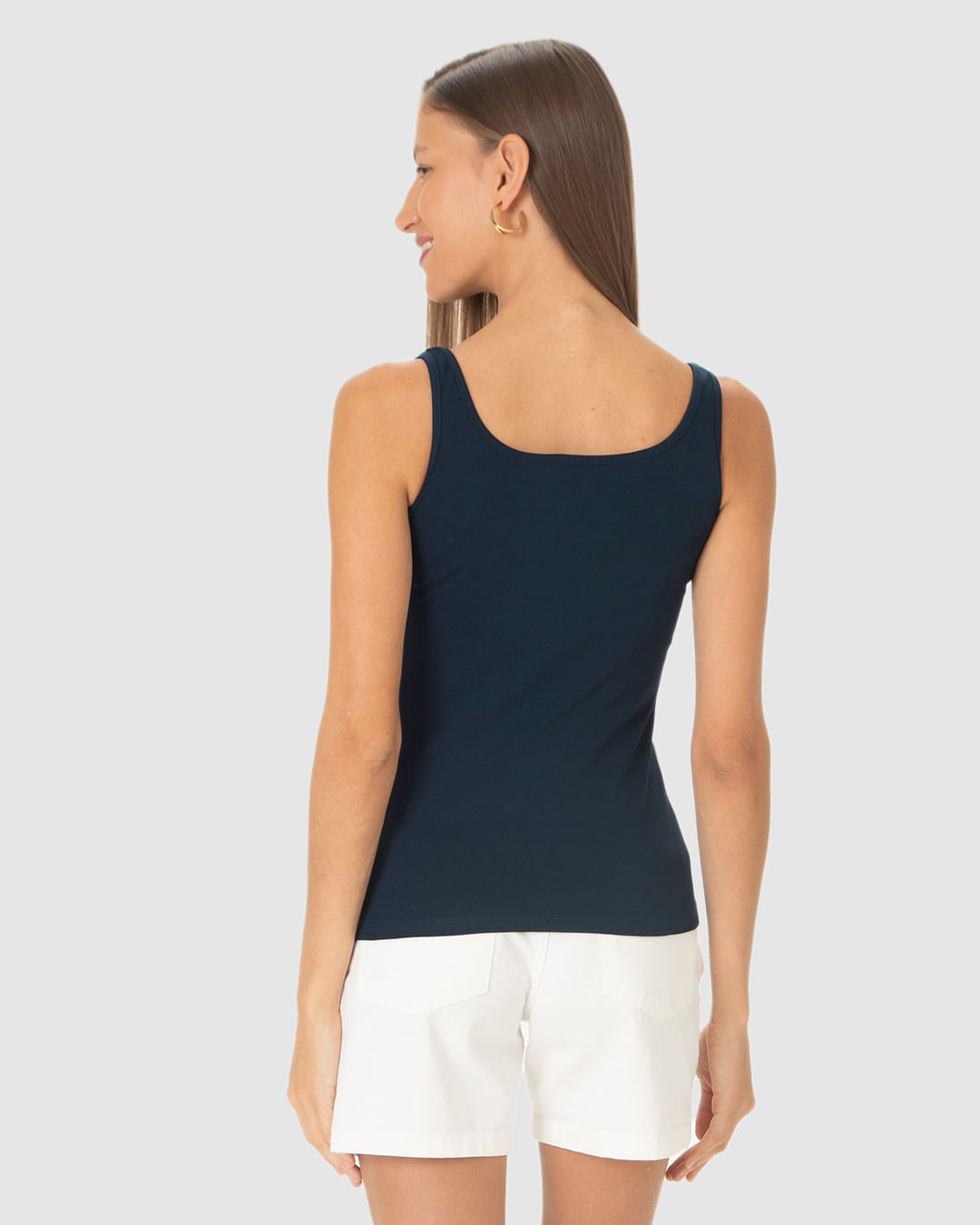 Regata Básica Feminina Alça Média Em Algodão - Imagem 5