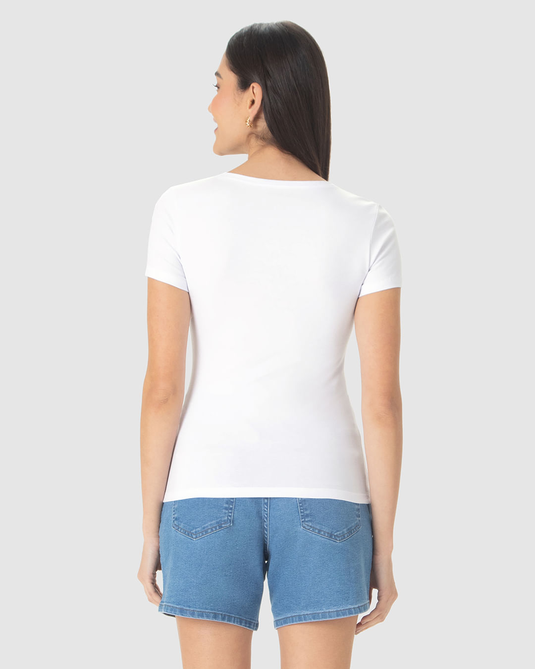 Blusa Básica Feminina Decote V Em Algodão - Imagem 30
