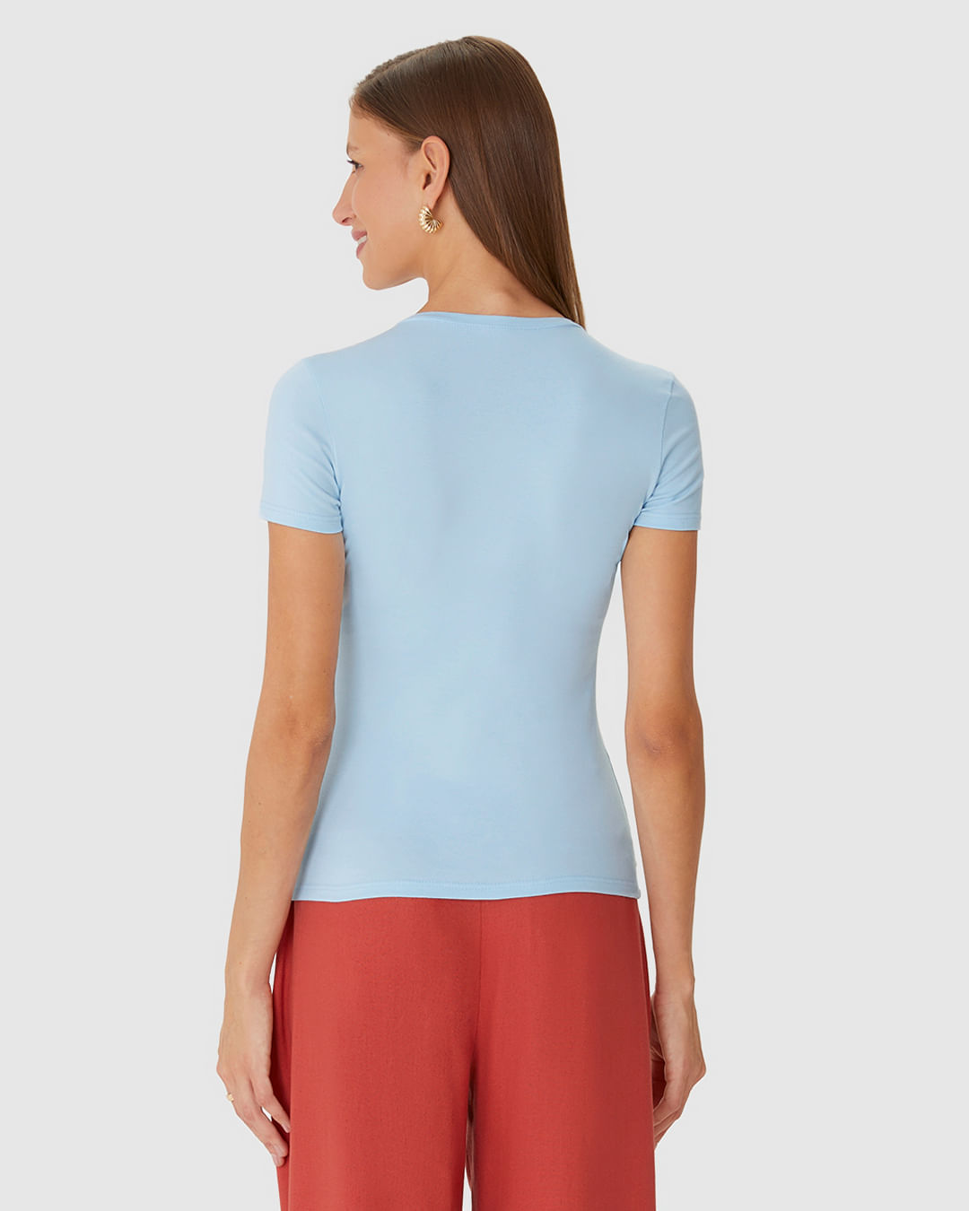 Blusa Básica Feminina Decote Redondo Em Algodão - Imagem 25